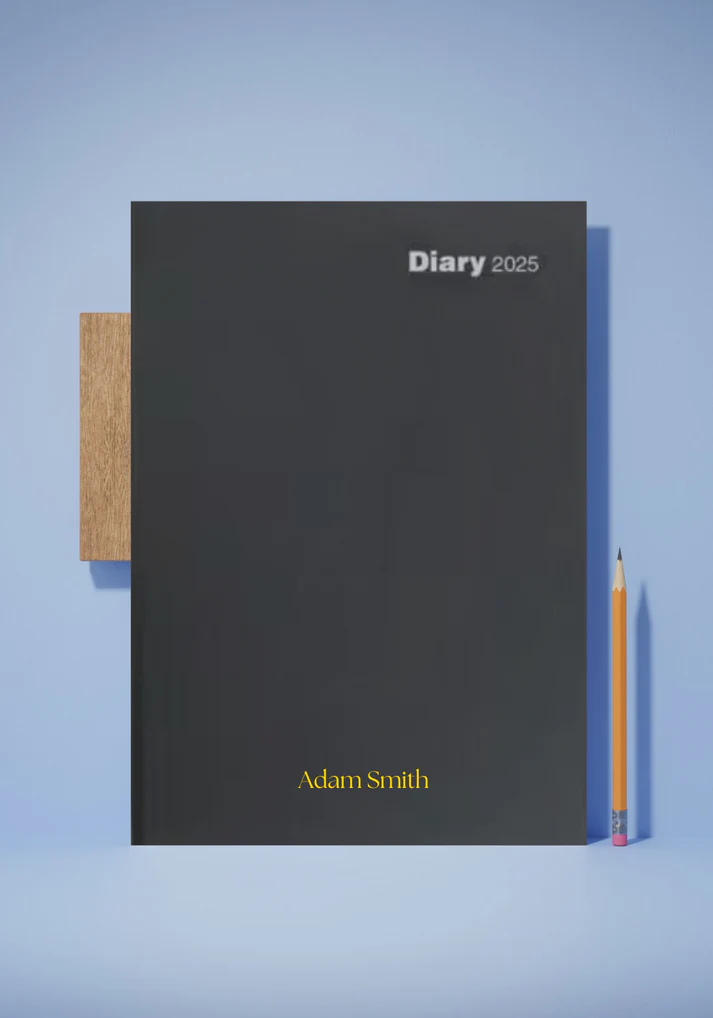 Black personalized embossed diary